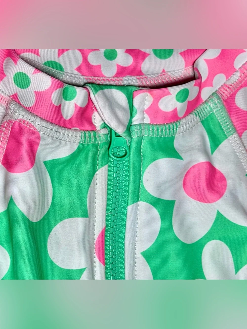 Jumping Beans 4T Floral Long Sleeve Rash Guard Swimsuit UPF 50+ One Piece